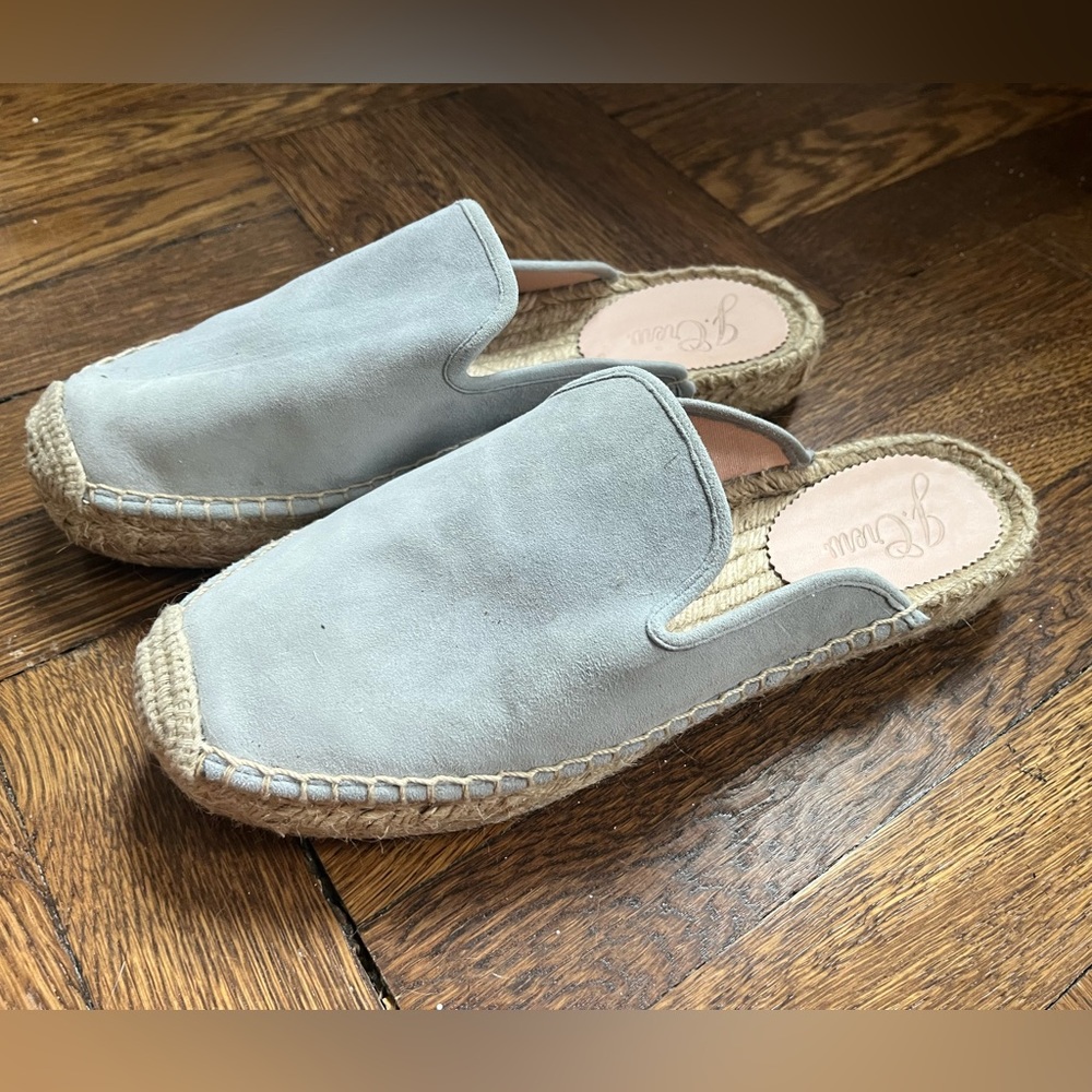 J. Crew Blue Suede Espadrille Mules